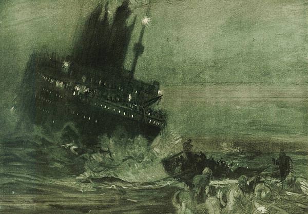Sinking of the Titanic drawn by Henry Reuterdahl, 1912
