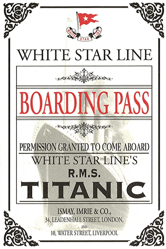 Titanic boarding pass