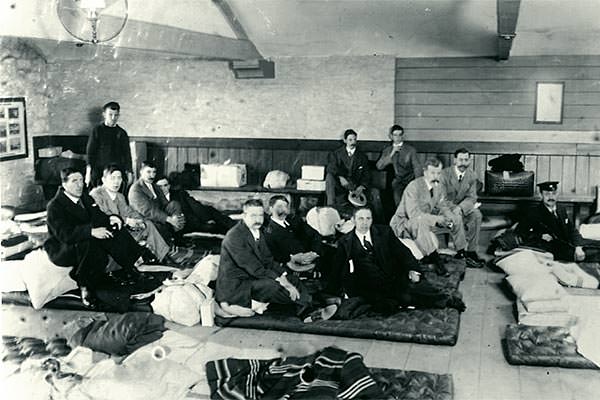 Titanic survivors ashore at Millbay Docks, Plymouth, England, May 1912.
